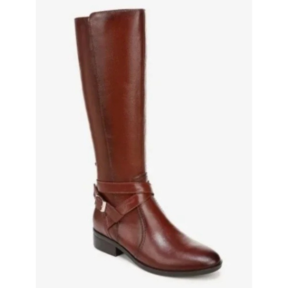 Naturalizer‎ Equestrian Riding Boots Brown Leather Wide Calf Flat Women 7M NEW